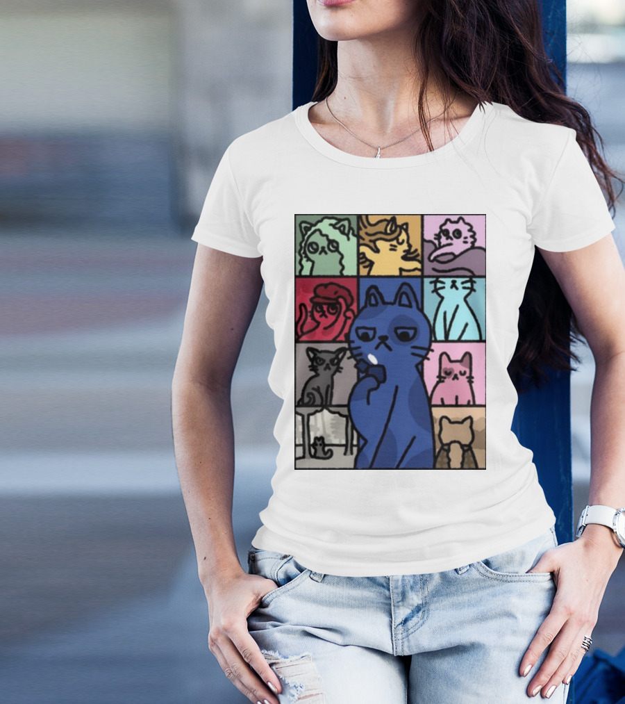 Diegomonstercat TS Midnights The Eras Tour Nine Cats Color Blocks T-Shirt