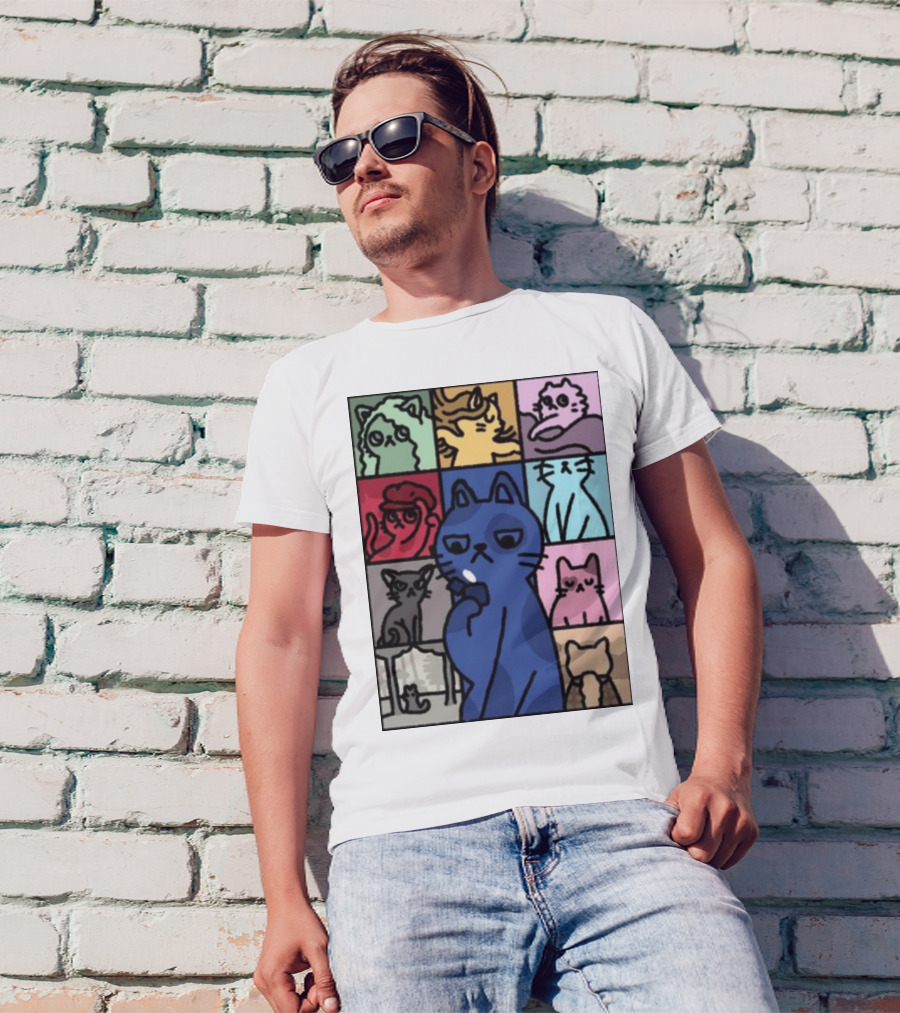 Diegomonstercat TS Midnights The Eras Tour Nine Cats Color Blocks T-Shirt