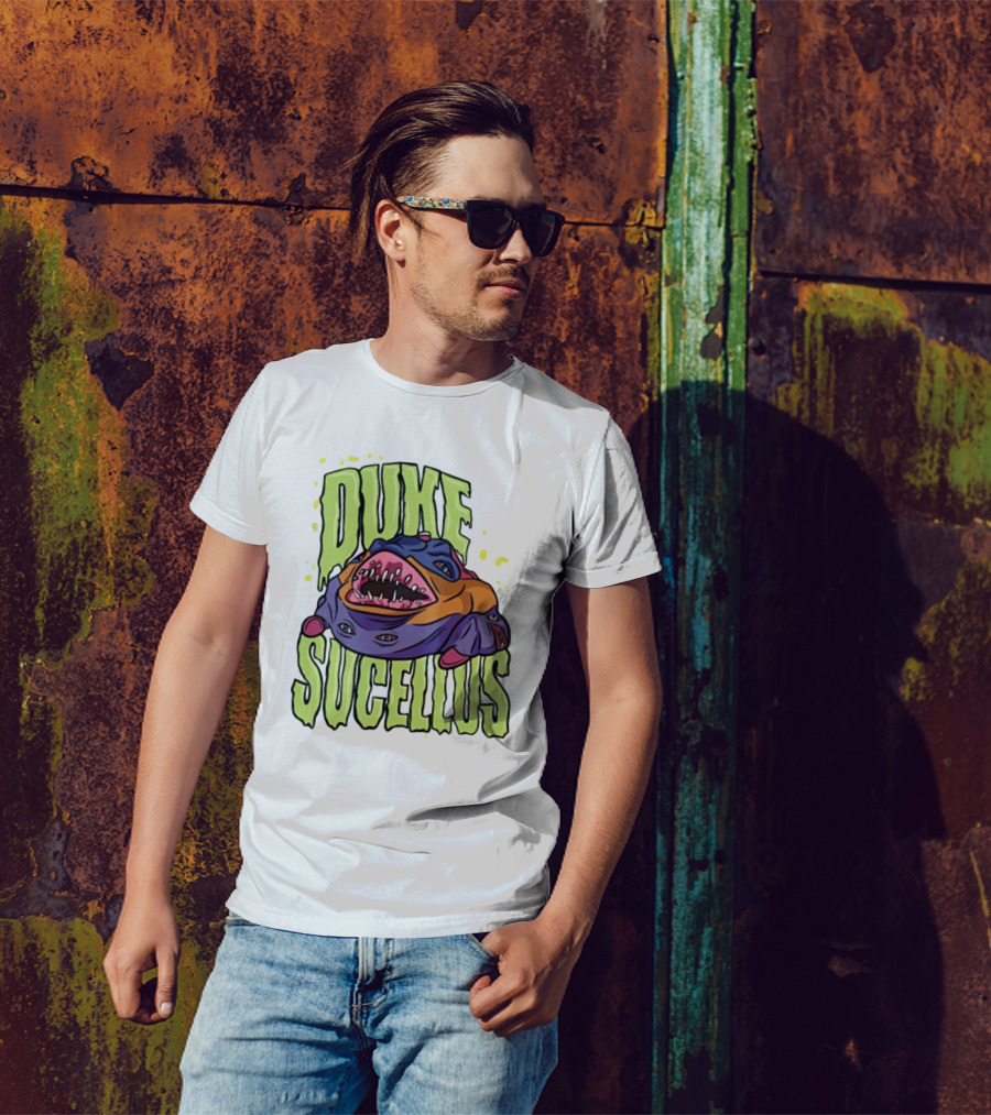 Duke Sucellus Multicolored Creature With Sharp Teeth T-Shirt