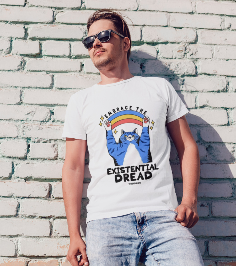 Embrace The Existential Dread Threadheads Cat Rainbow T-Shirt