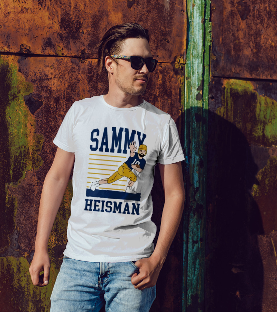 SAMMY HEISMAN 10 Football Pose With Stripes T-Shirt