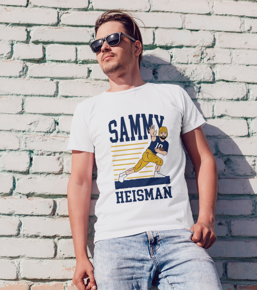SAMMY HEISMAN 10 Football Pose With Stripes T-Shirt