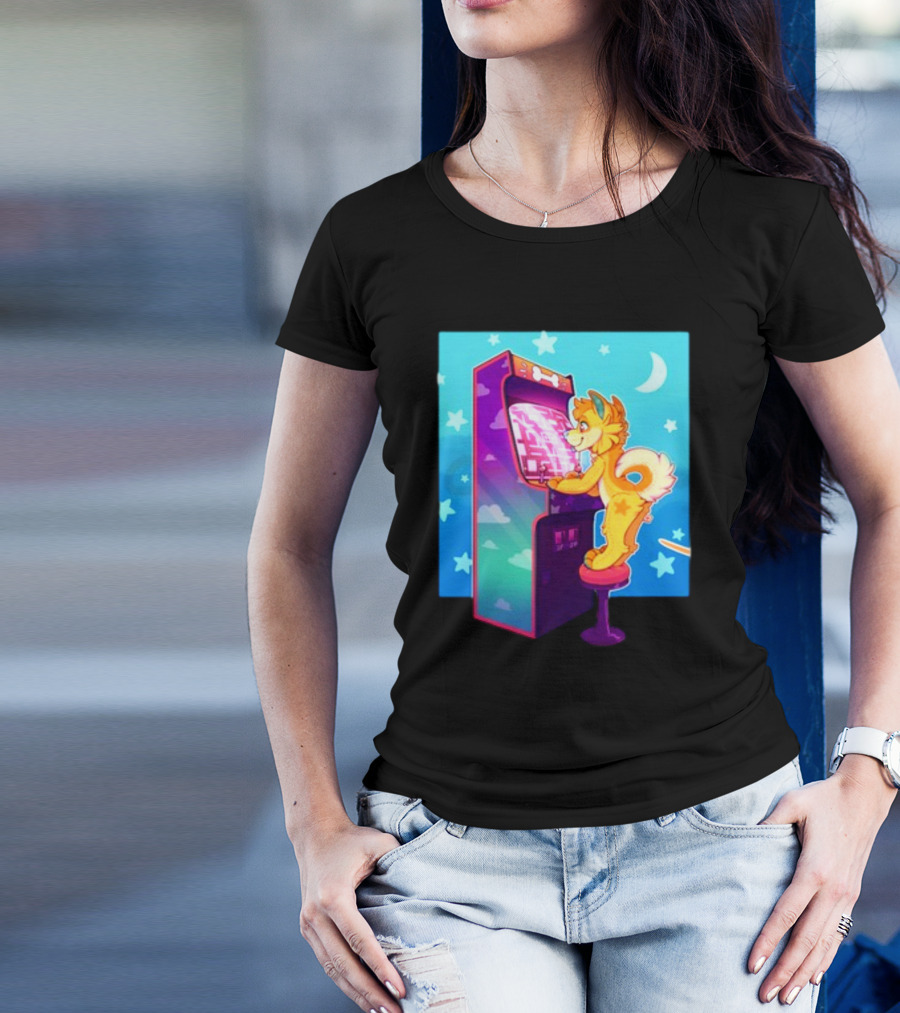 Drackypoof Arcade Pupper Retro Night Gaming T-Shirt