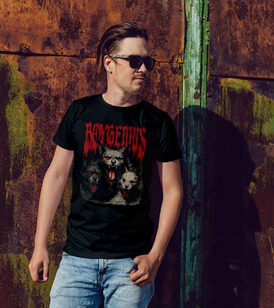 Boygenius Evil Dogs Phoebe Tour Graphic Red Eyes Three Wolves T-Shirt