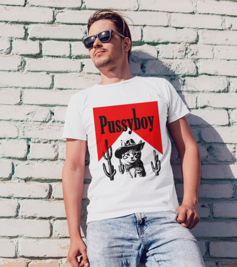 Pussyboy Cat Cactus Cowboy Hat Ezra Miche T-Shirt