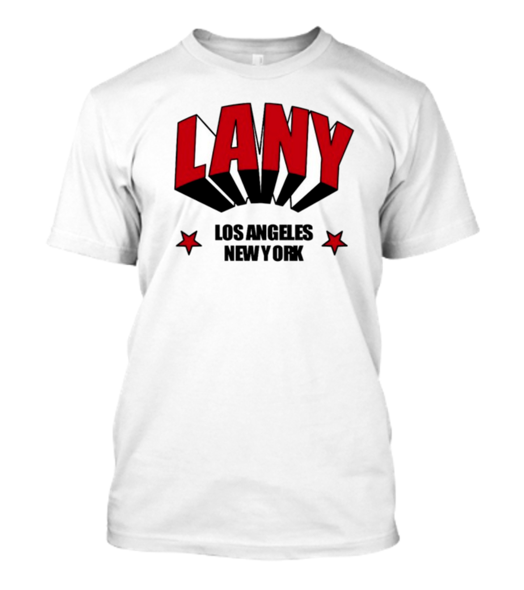 LANY Los Angeles New York Bold Red Letters With Stars T-Shirt