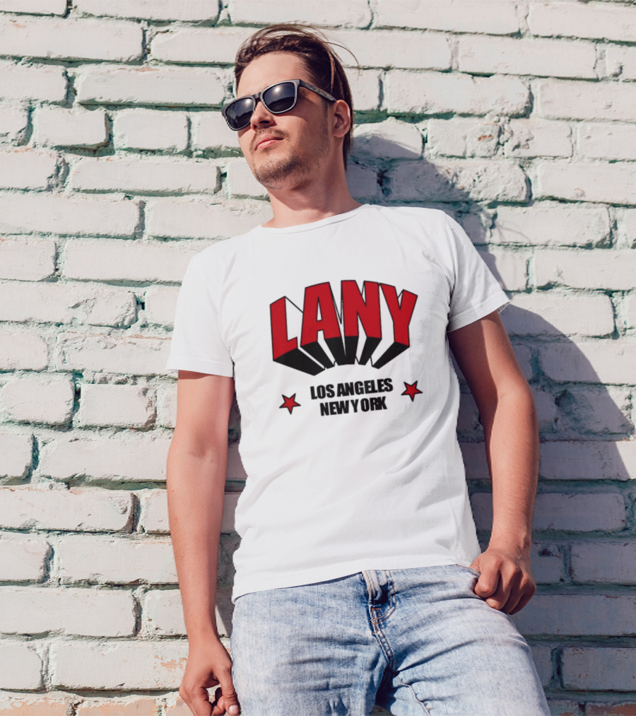 LANY Los Angeles New York Bold Red Letters With Stars T-Shirt