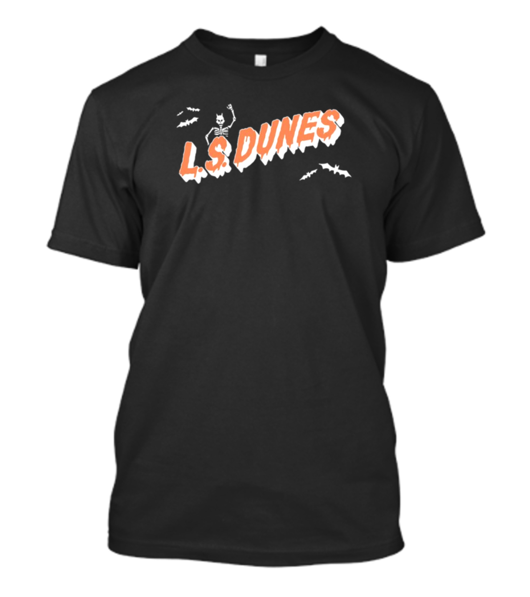 L.S. Dunes Skeleton With Bats Spooky T-Shirt