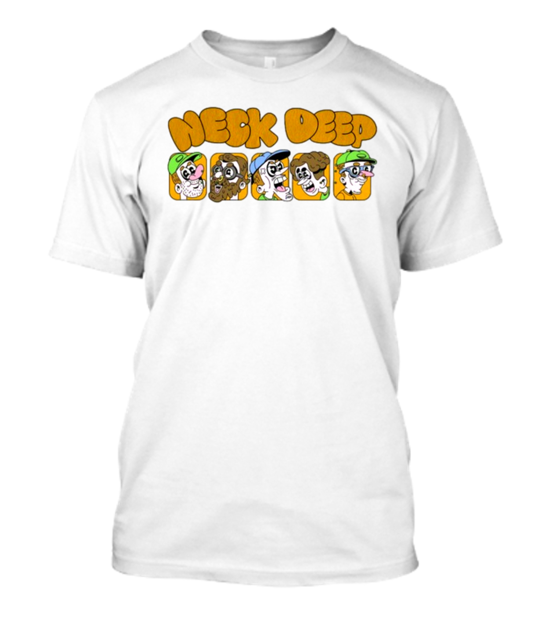 Neck Deep Cartoon Band Character Faces T-Shirt