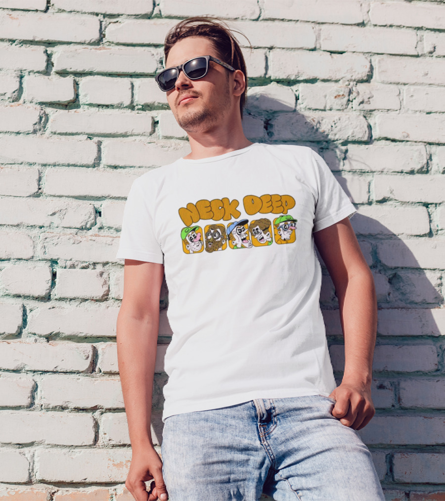Neck Deep Cartoon Band Character Faces T-Shirt