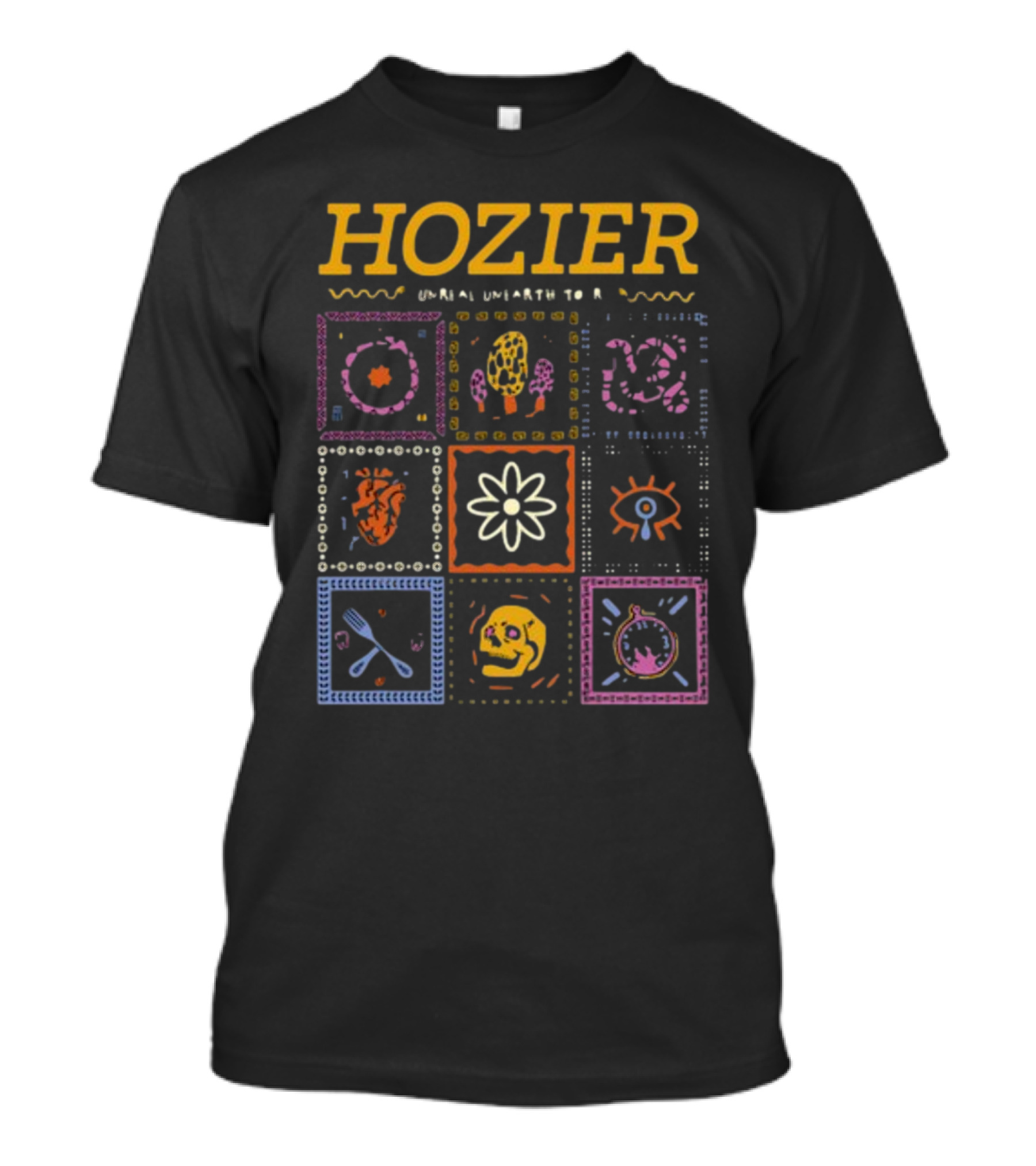 Hozier Unreal Unearth Tour Dante's Inferno Concert Heart Eye Skull Flower Graphics T-Shirt