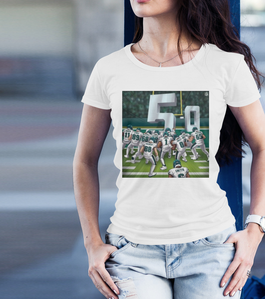 Jalen Hurts Brotherly Shove 5-0 Eagles Victory T-Shirt