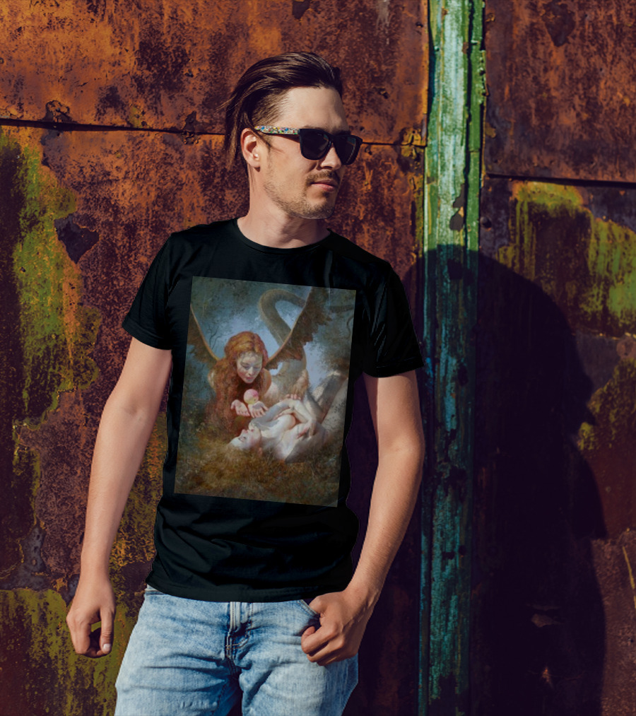 Lilith And Eve 1963 Apple Serpent Wings Mythical Encounter By Yuri Klapouh T-Shirt