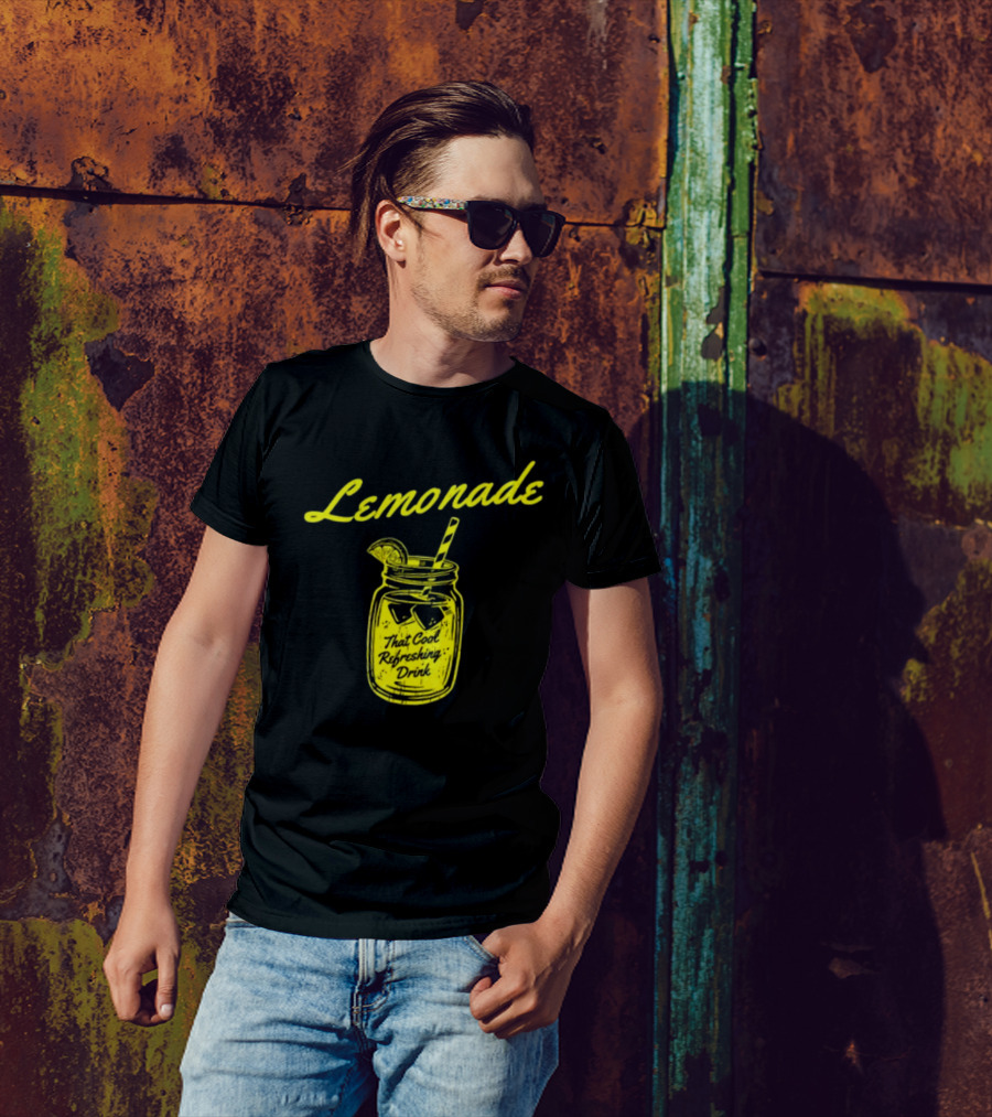 Lemonade That Cool Refreshing Drink Mason Jar With Lemon Wedge And Straw T-Shirt