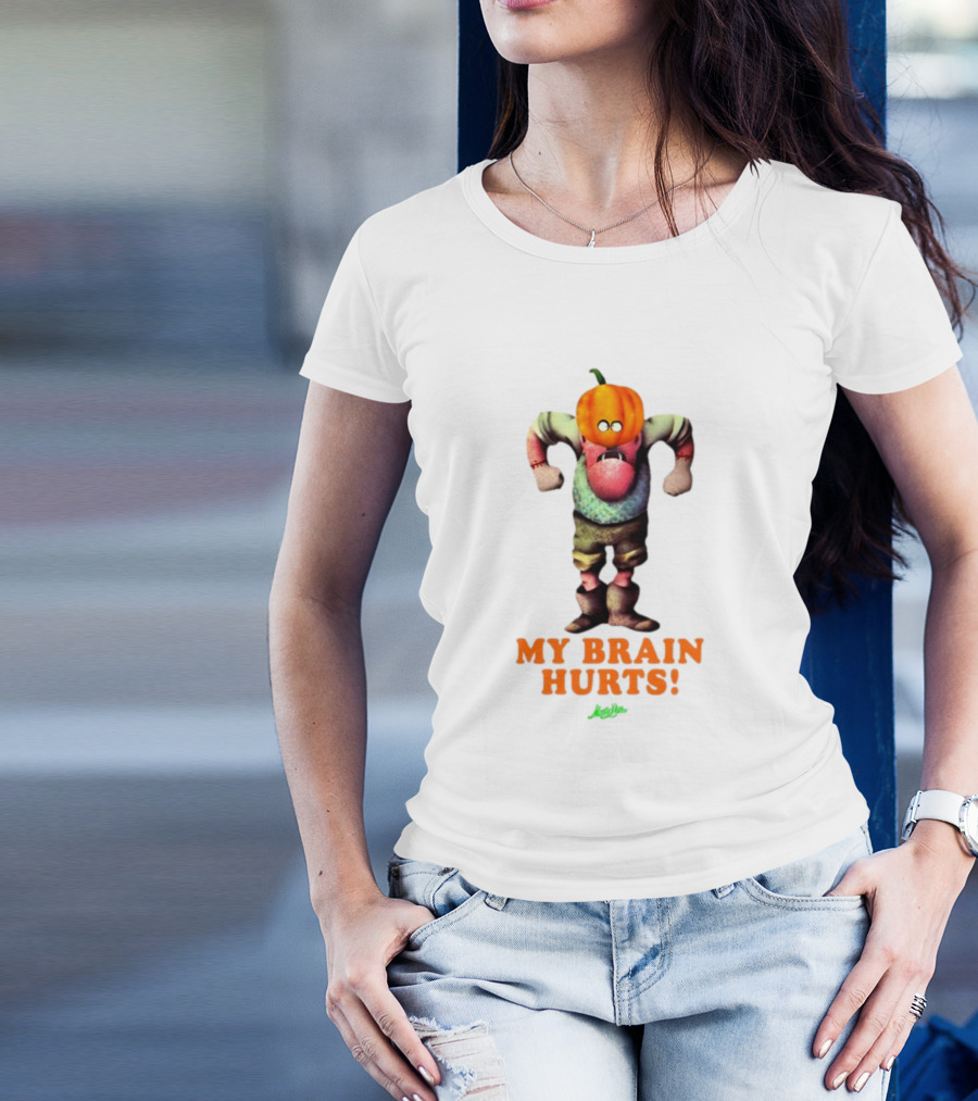 My Brain Hurts Halloween Pumpkin Head Character T-Shirt