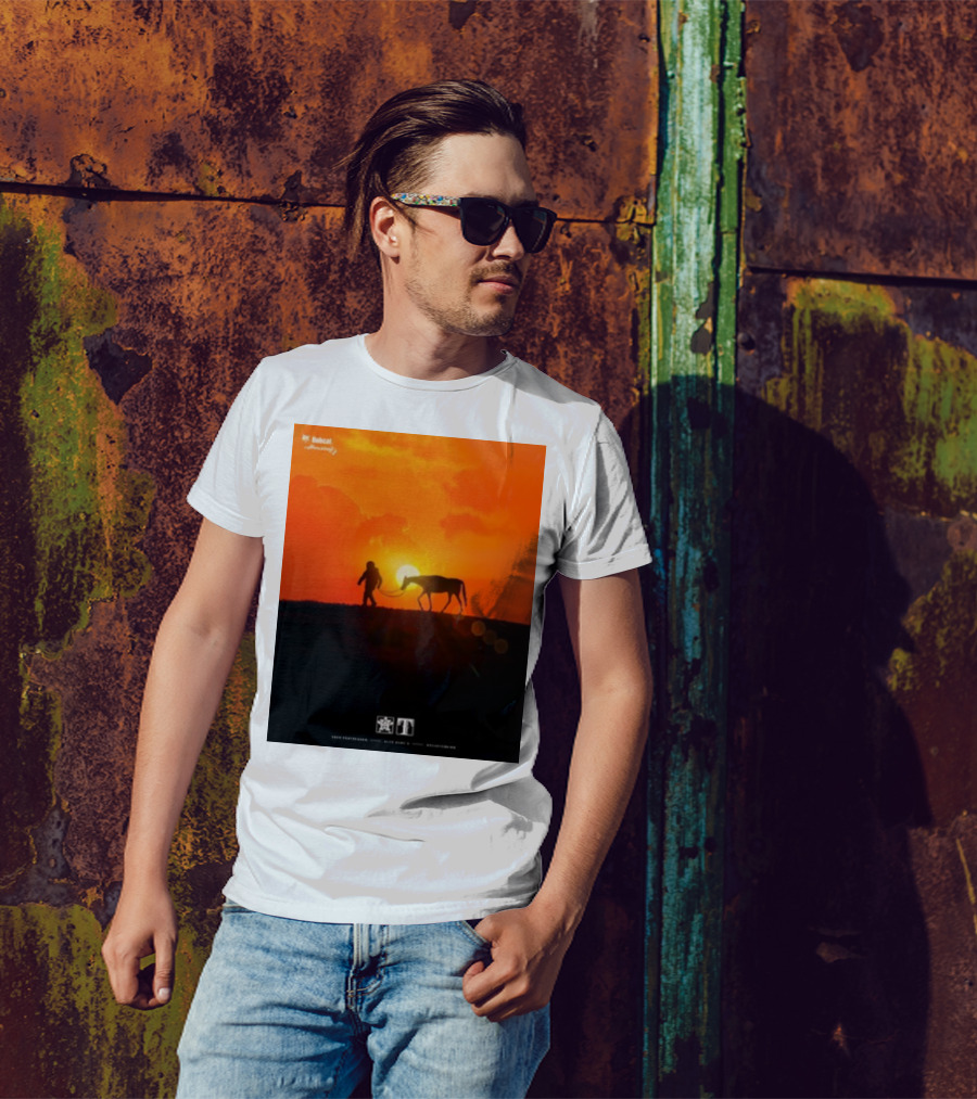 Houston Space City Cowboy With Horse At Sunrise T-Shirt