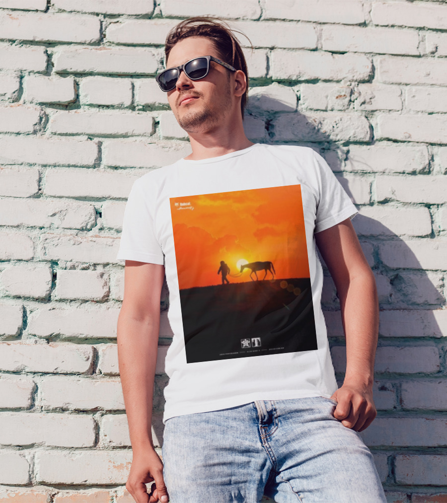 Houston Space City Cowboy With Horse At Sunrise T-Shirt