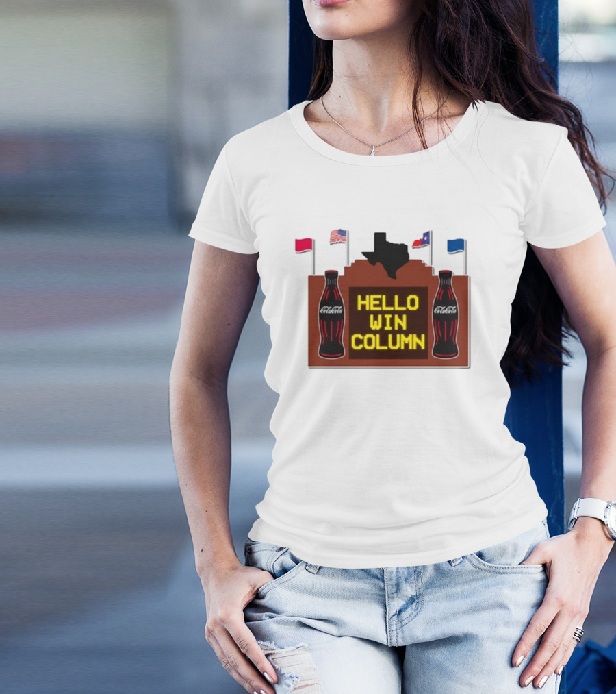 Coca-Cola Hello Win Column Texas Flags Retro T-Shirt