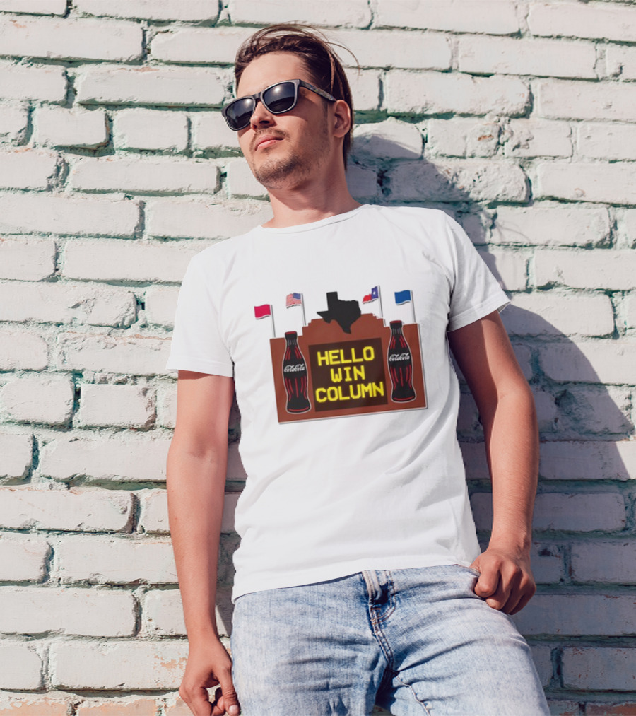 Coca-Cola Hello Win Column Texas Flags Retro T-Shirt