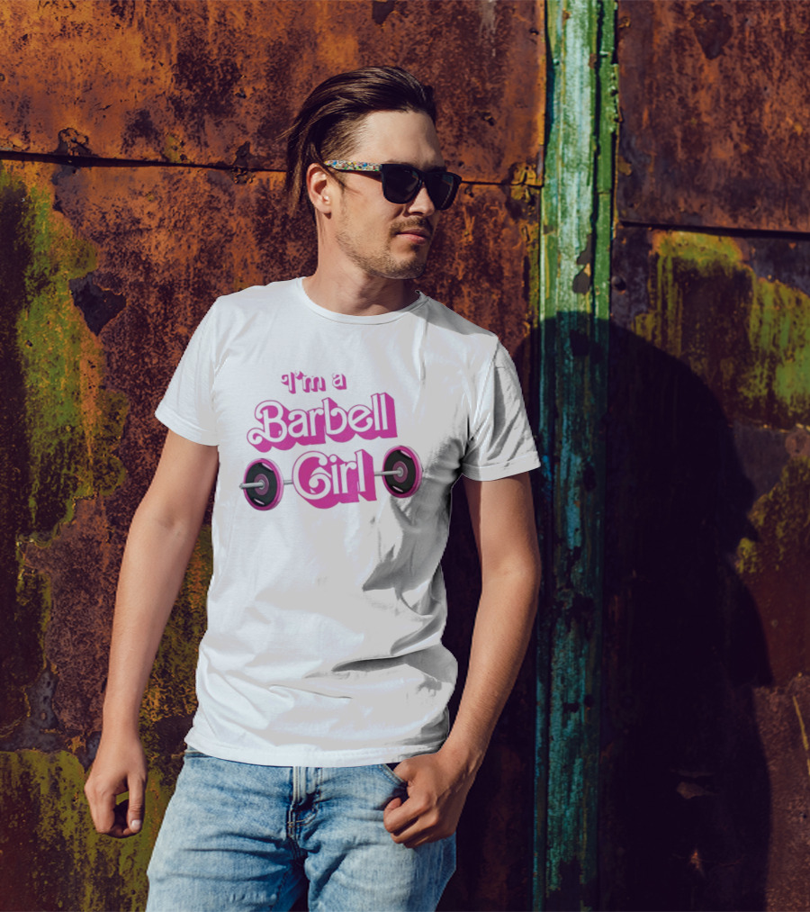 Papa Swolio I'm A Barbell Girl Pink Weightlifting T-Shirt