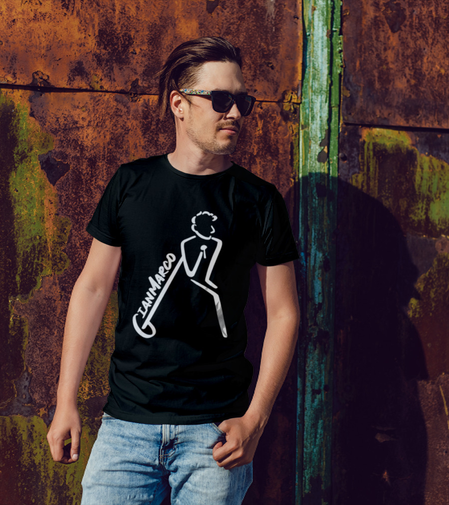 Gianmarco Leaning In GianMarco Microphone Icon Outline T-Shirt