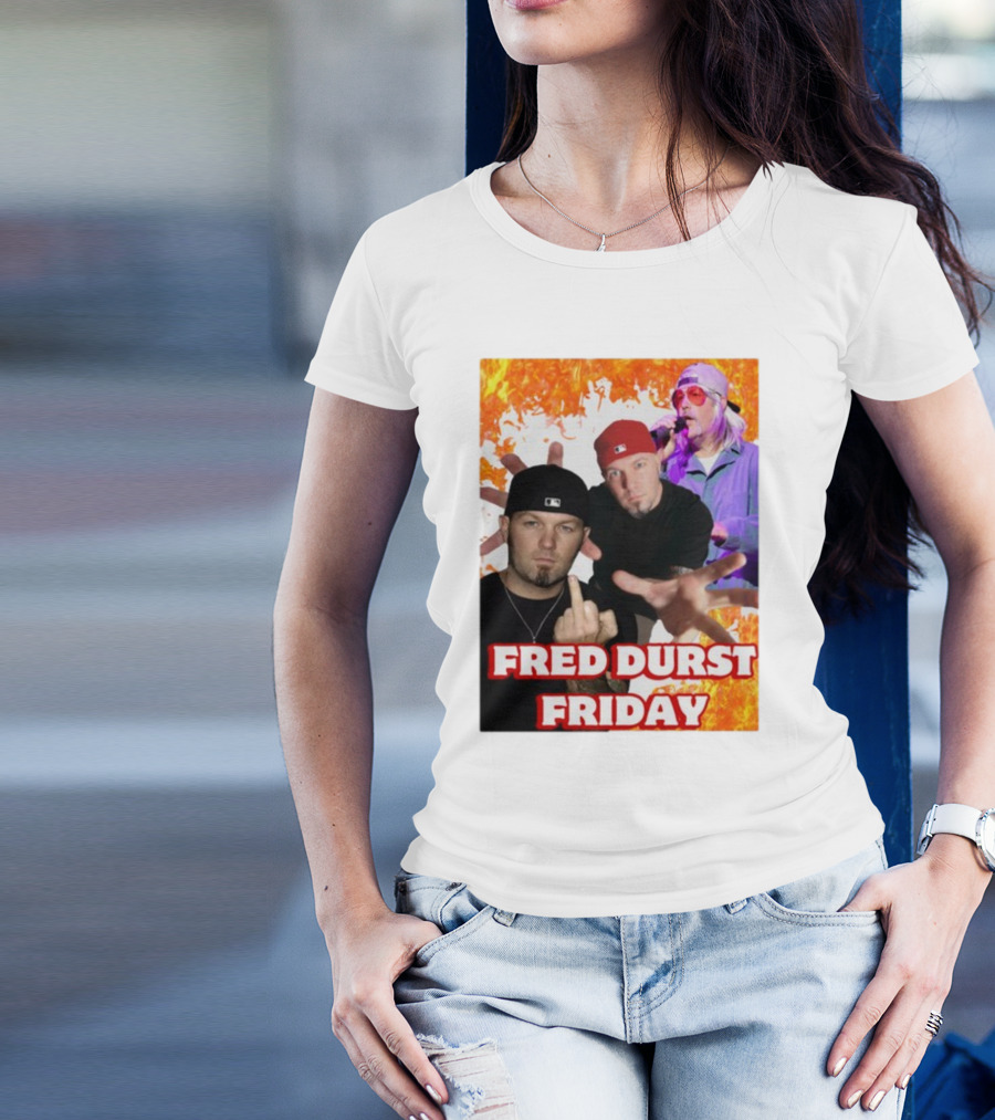 Fred Durst Friday Cringeytees Fire Background T-Shirt