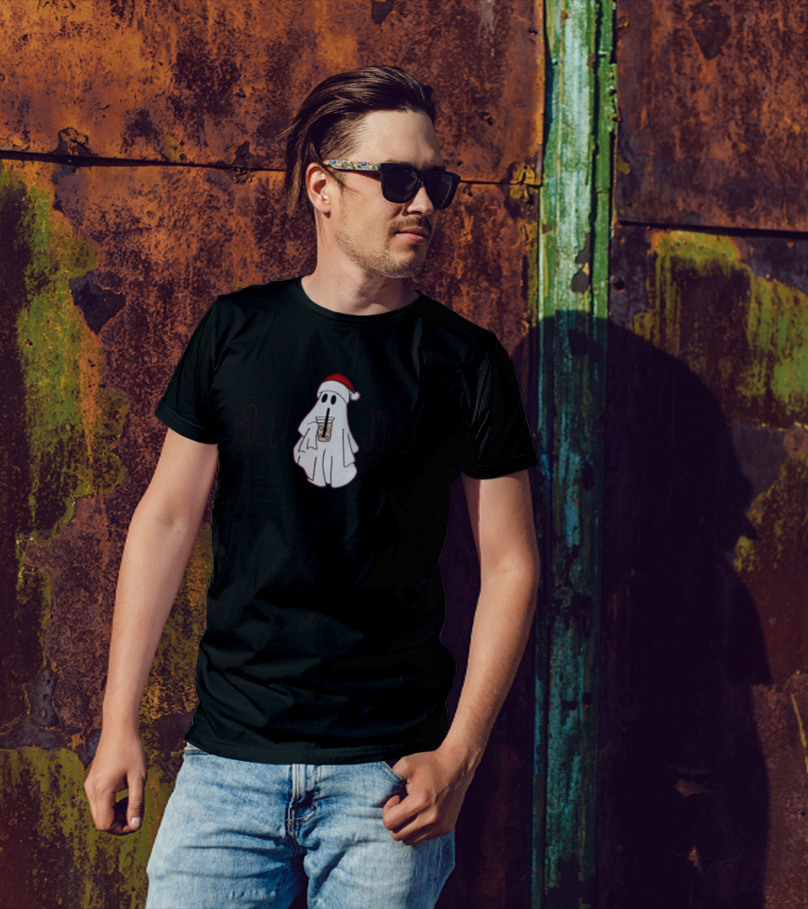 Holly Jolly Cute Ghost Santa T-Shirt