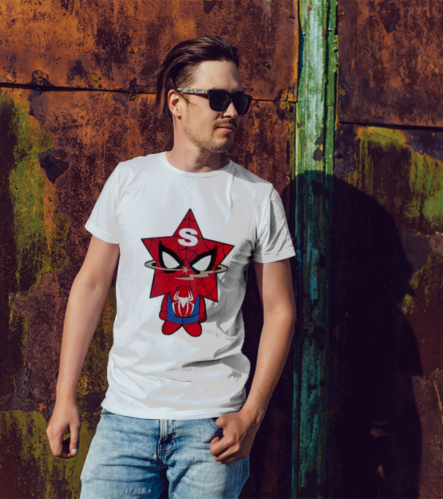 Star Character With Superhero Web Icon And Red Suit T-Shirt
