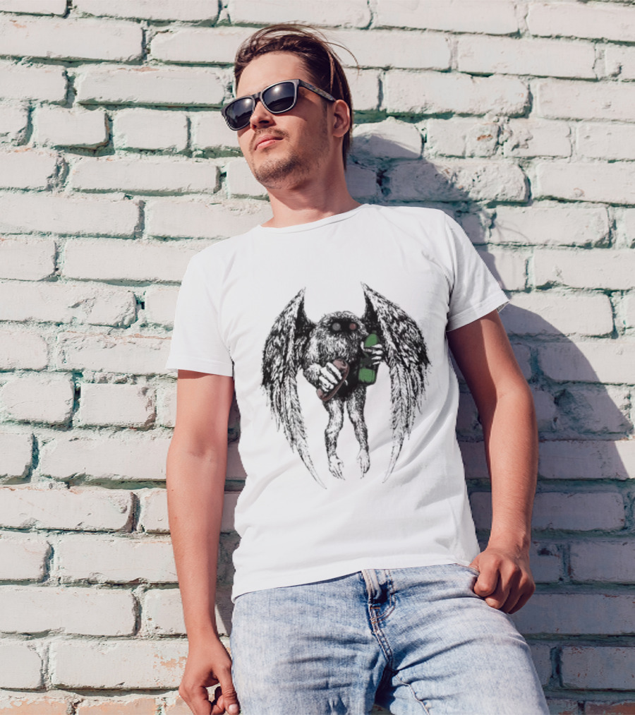 The Appalachian Guardian Llama Monster Holding Skateboard And Green Bottle T-Shirt