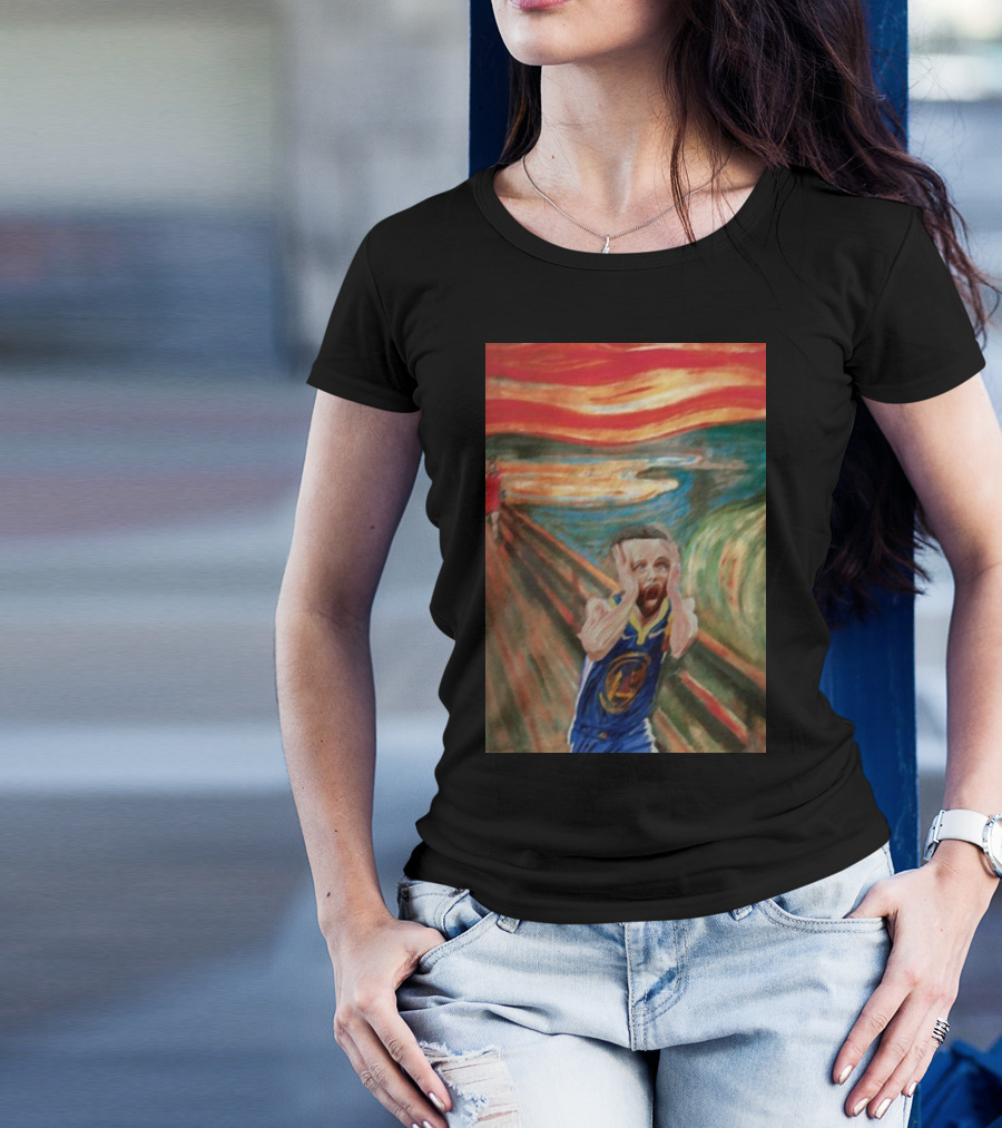 Curry The Scream Basketball Star Meets Iconic Painting Fusion T-Shirt