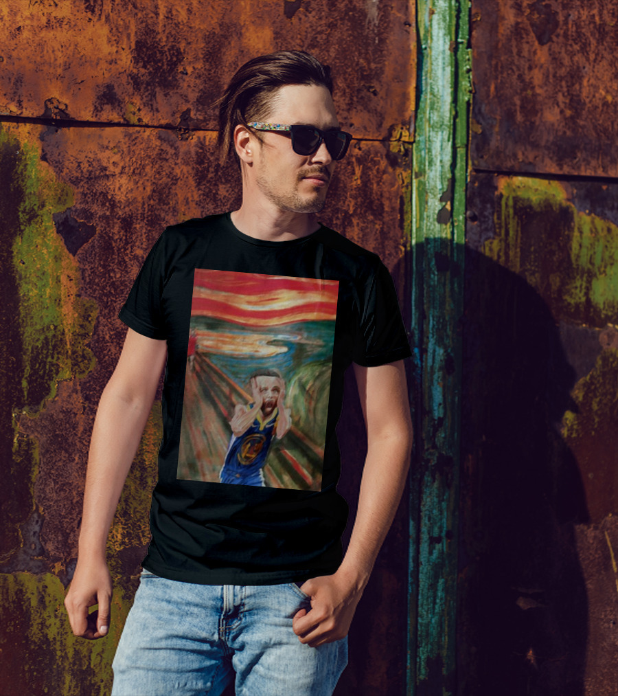 Curry The Scream Basketball Star Meets Iconic Painting Fusion T-Shirt
