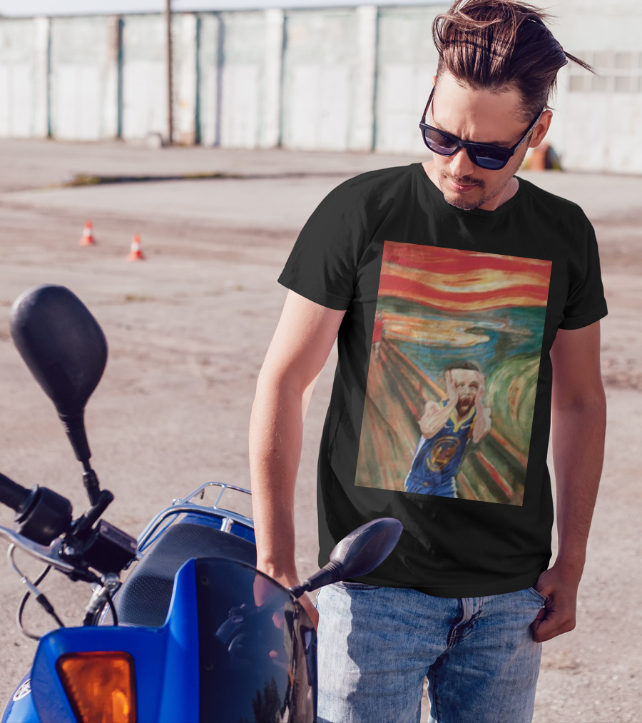 Curry The Scream Basketball Star Meets Iconic Painting Fusion T-Shirt