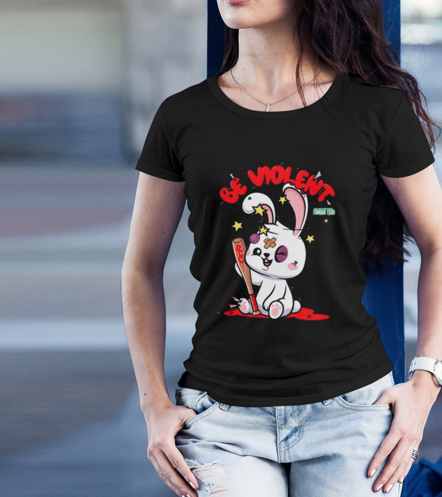 Be Violent Combat Club Rabbit With Bat T-Shirt