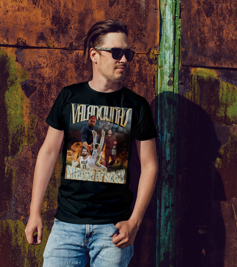 Valanciunas Throw It Back NOLA 17 Basketball Flames T-Shirt
