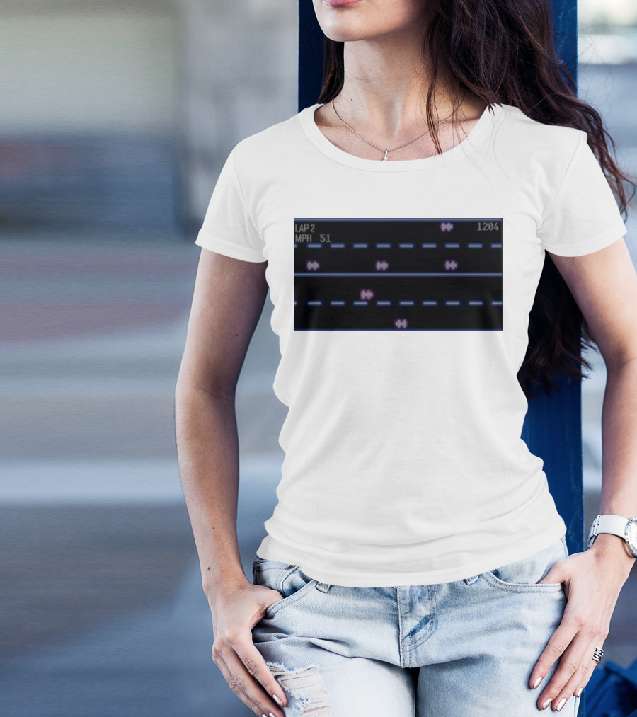 Midnight Motorist Game Lap 2 Mph 51 Score 1204 Retro Racing Pixels T-Shirt