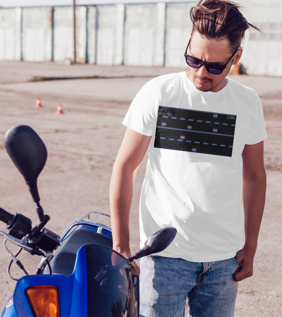 Midnight Motorist Game Lap 2 Mph 51 Score 1204 Retro Racing Pixels T-Shirt