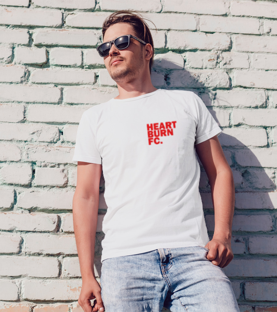 Redmancdesigns Heartburn FC Bold Red Text Minimalist T-Shirt