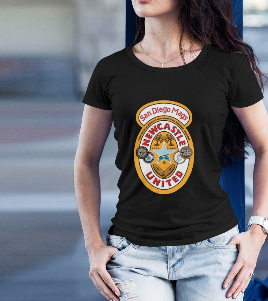 San Diego Mags Newcastle United Stay Classy So Cal Geordie Badge T-Shirt