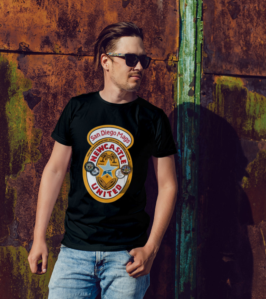 San Diego Mags Newcastle United Stay Classy So Cal Geordie Badge T-Shirt