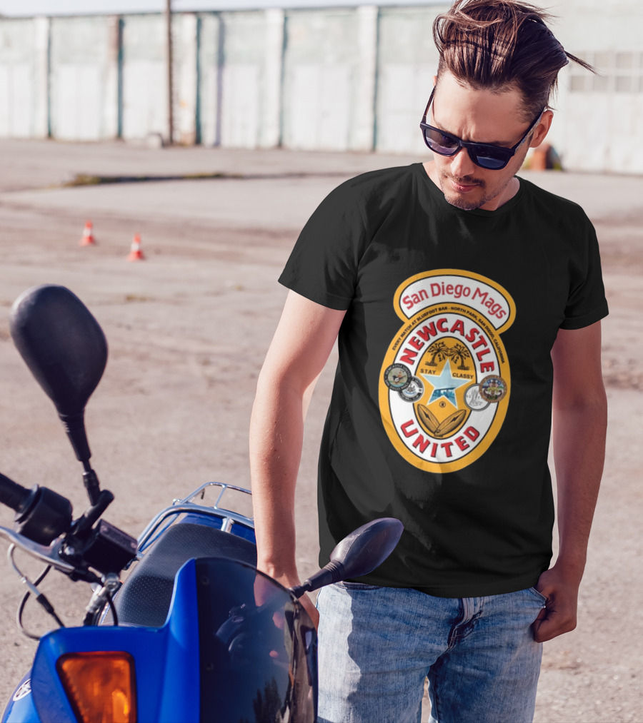 San Diego Mags Newcastle United Stay Classy So Cal Geordie Badge T-Shirt