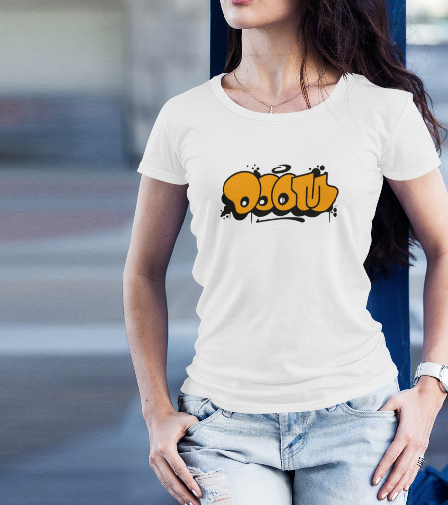 Gasdrawls Doom Throw Black And Gold Bubble Lettering T-Shirt