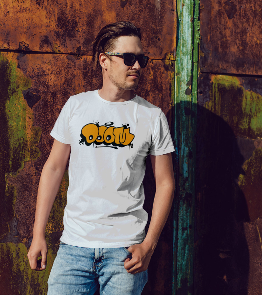 Gasdrawls Doom Throw Black And Gold Bubble Lettering T-Shirt