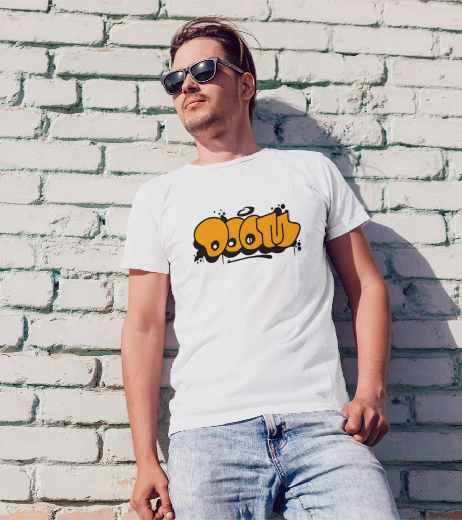 Gasdrawls Doom Throw Black And Gold Bubble Lettering T-Shirt