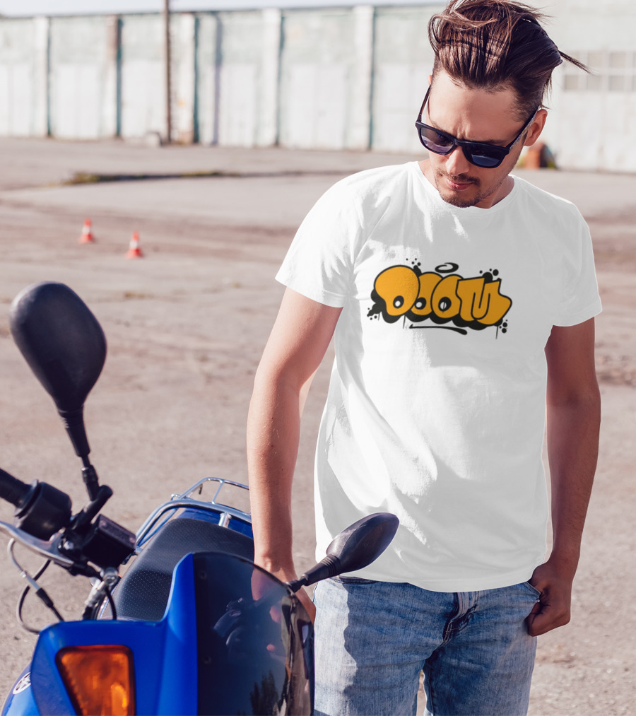 Gasdrawls Doom Throw Black And Gold Bubble Lettering T-Shirt