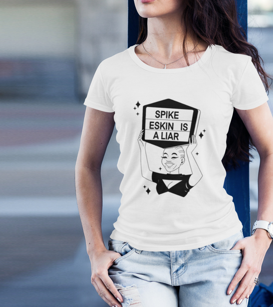 Spike Eskin Is A Liar With Cartoon Character Hand Sign Display T-Shirt