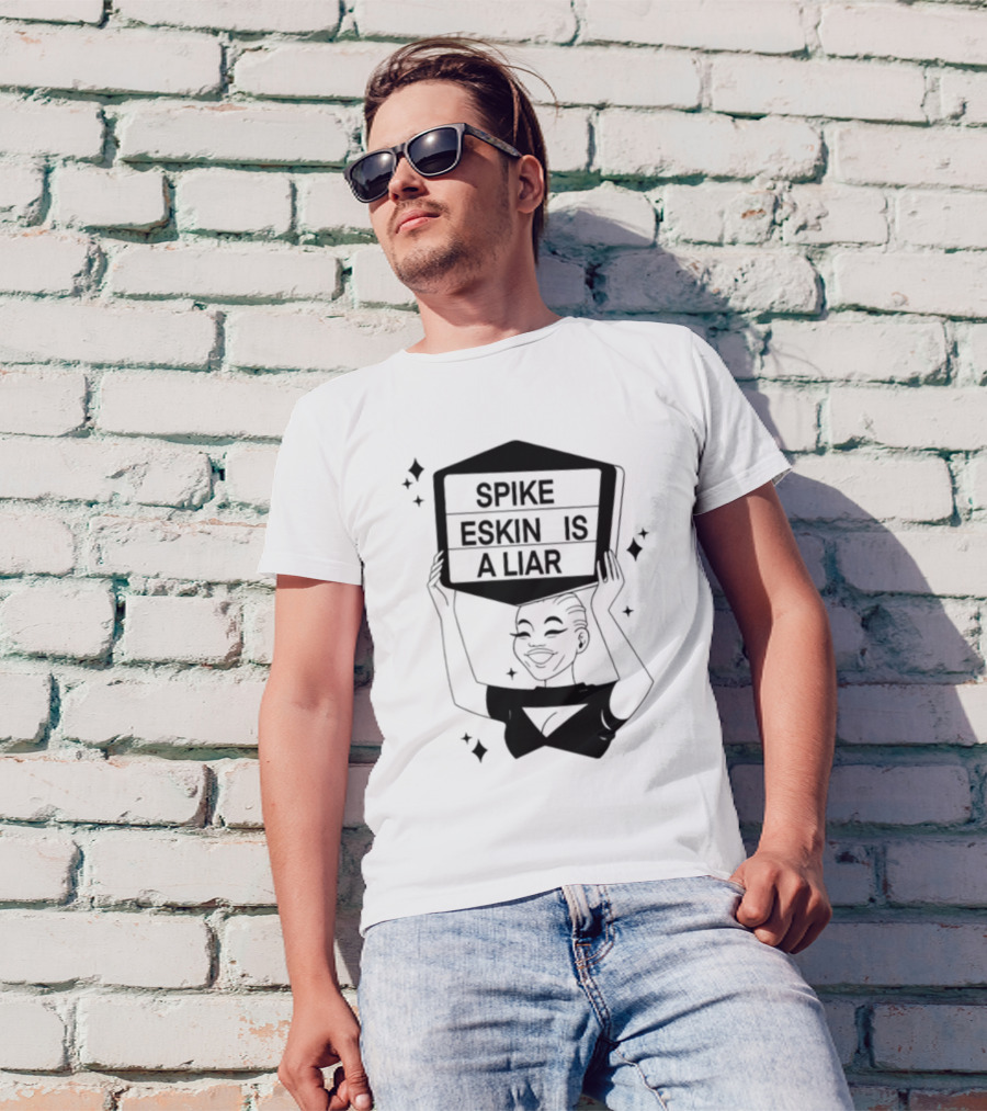 Spike Eskin Is A Liar With Cartoon Character Hand Sign Display T-Shirt