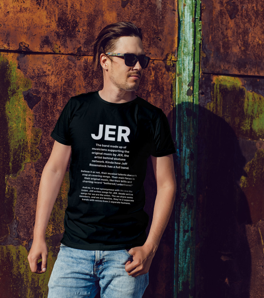 JER Skatunenetwork Band Supporting Original Music By JER Artist Behind Skatune Network Jeff Rosenstock Full Band T-Shirt