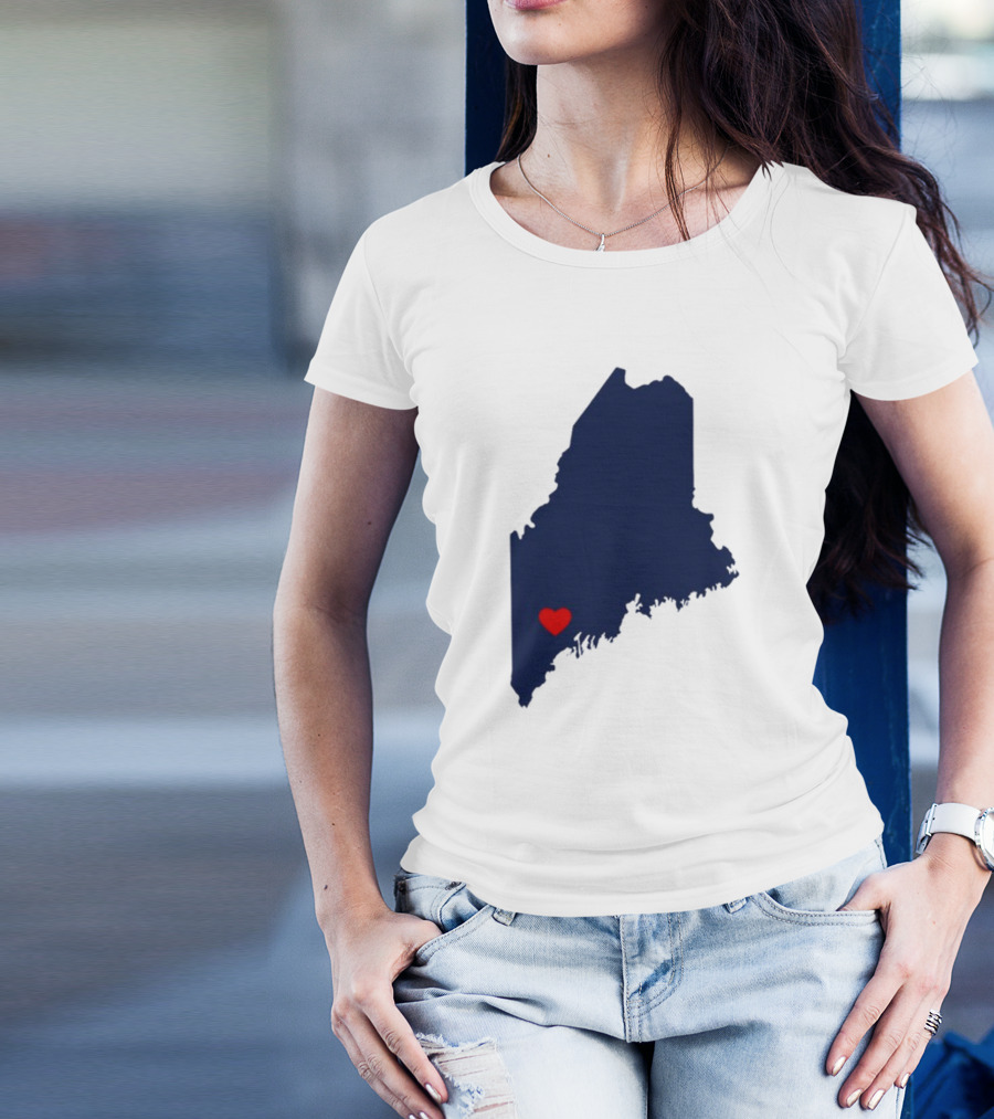 Lewiston Strong Maine Heart Map T-Shirt