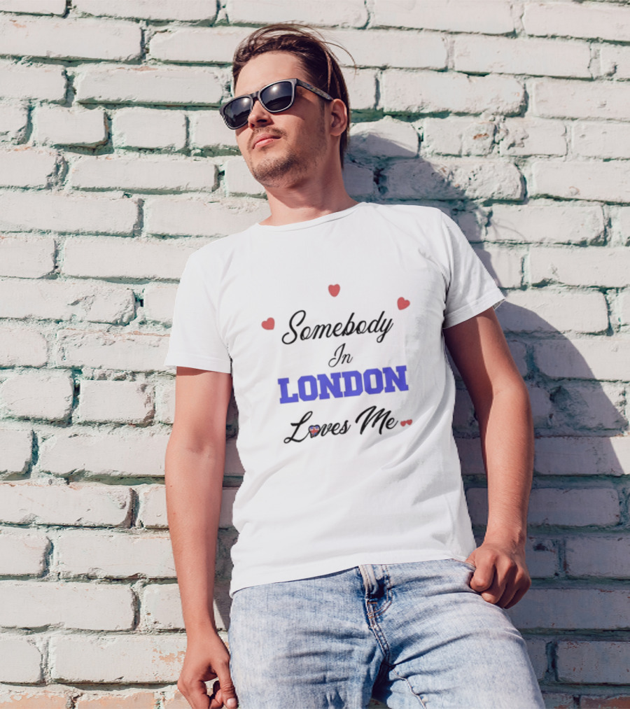Somebody In London Loves Me Red Heart Accents T-Shirt