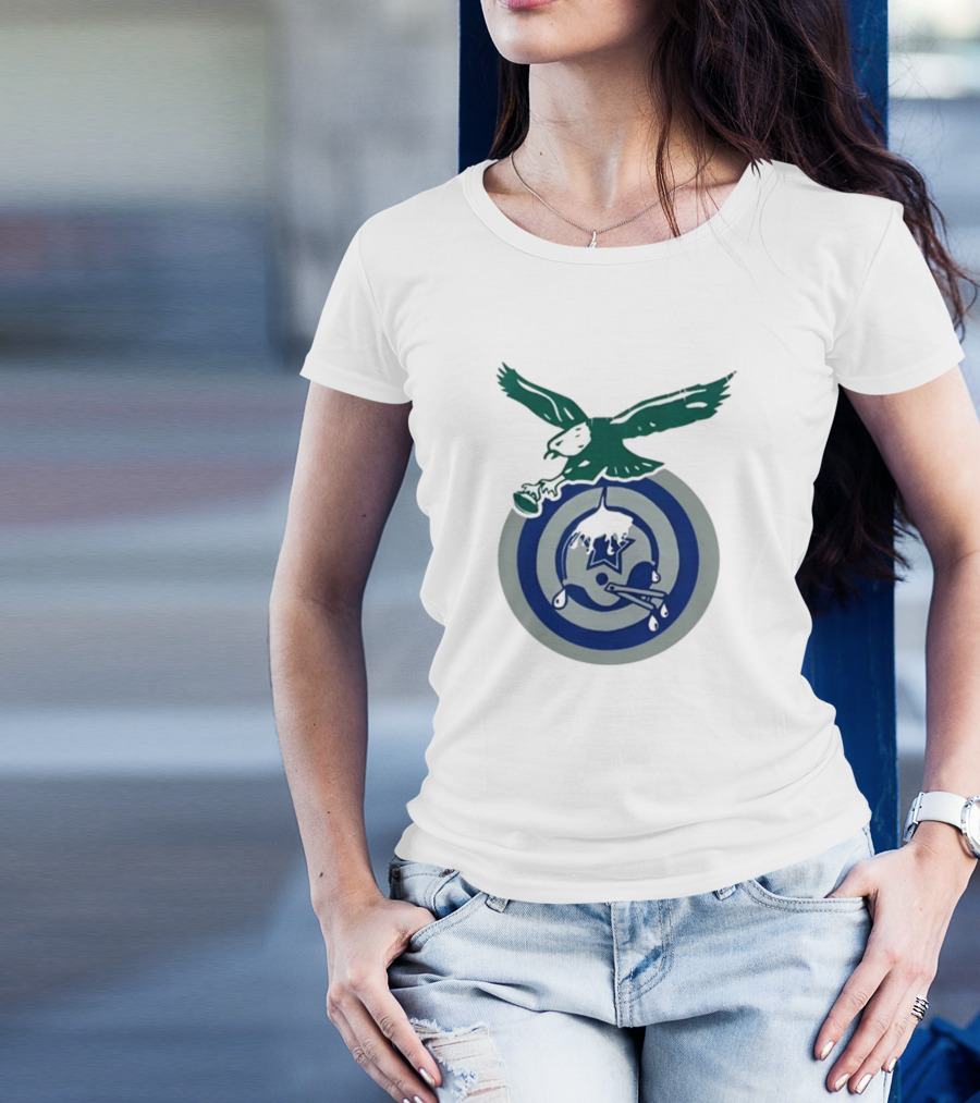 Philadelphia Eagles Bird Dropping Football On Dallas Cowboys Star T-Shirt